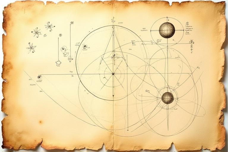 Reproduction of a 17th-century astronomical manuscript showing planetary cycles and geometric shapes